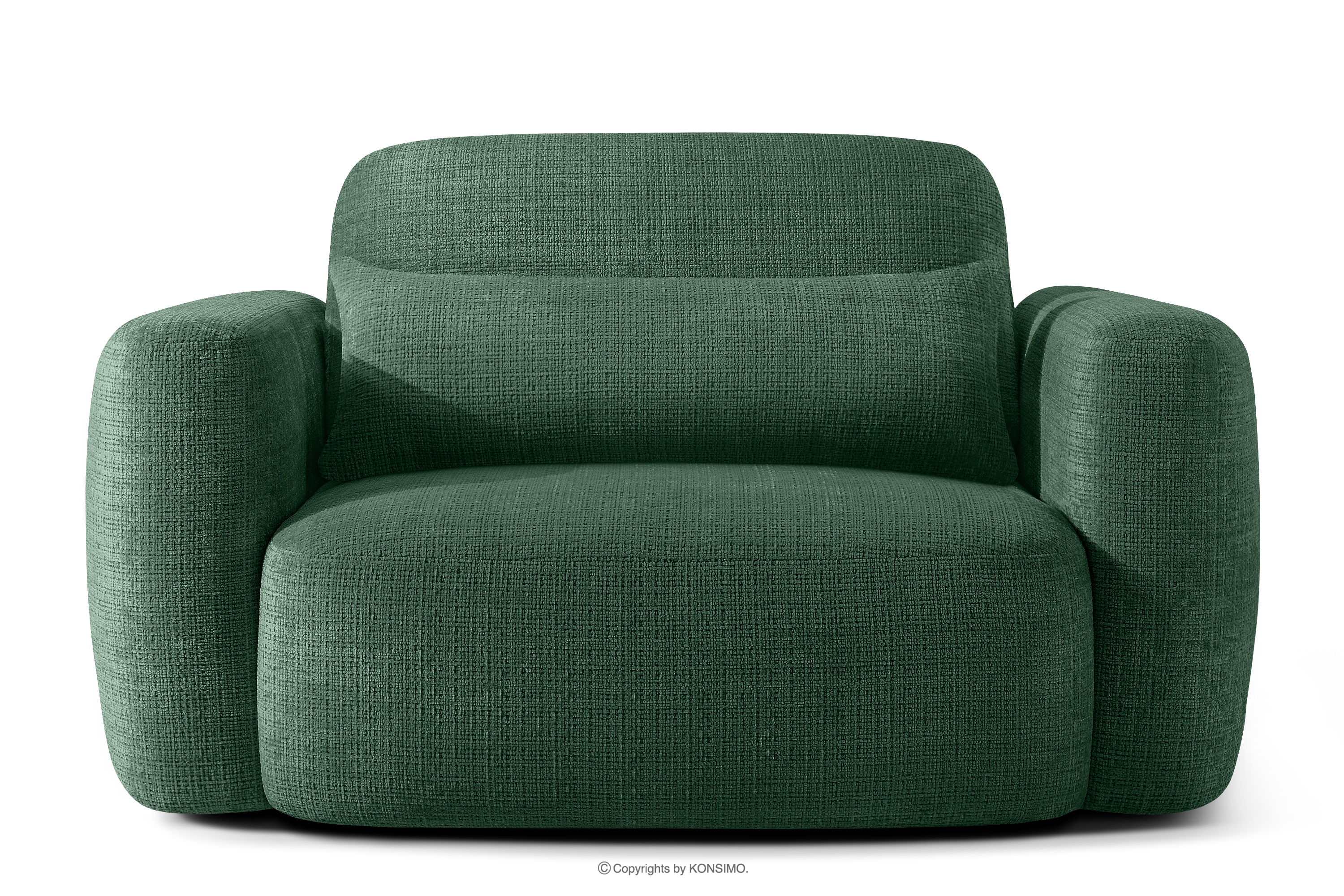 Sessel im japanischen Stil aus grünem Chenille-Stoff