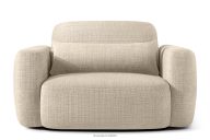 Japandi-Sessel aus cremefarbenem Chenille-Stoff