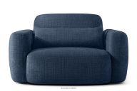 Sessel im japanischen Stil aus dunkelblauem Chenille-Stoff