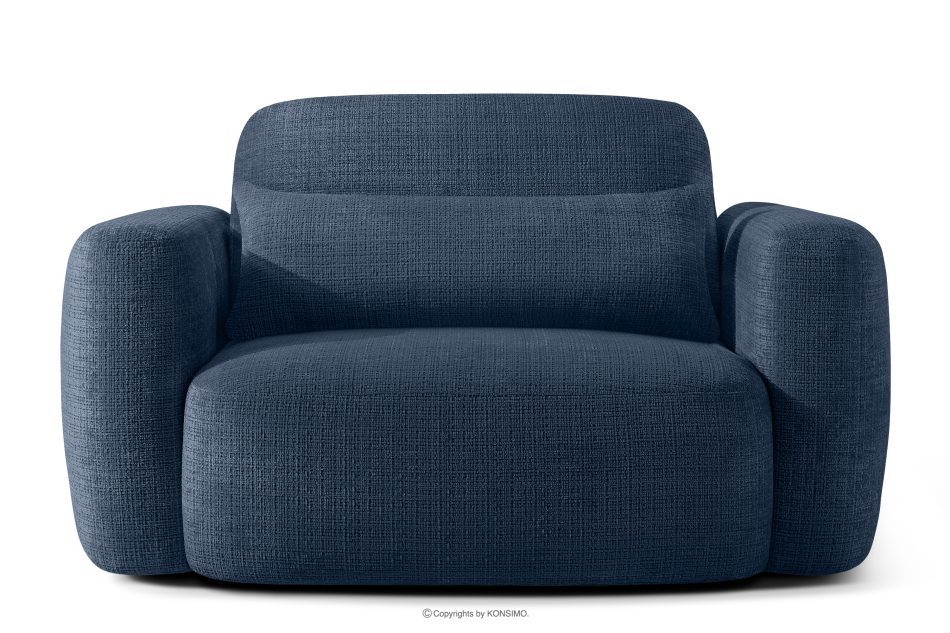 ELOSA Sessel im japanischen Stil aus dunkelblauem Chenille-Stoff marineblau - Foto 0