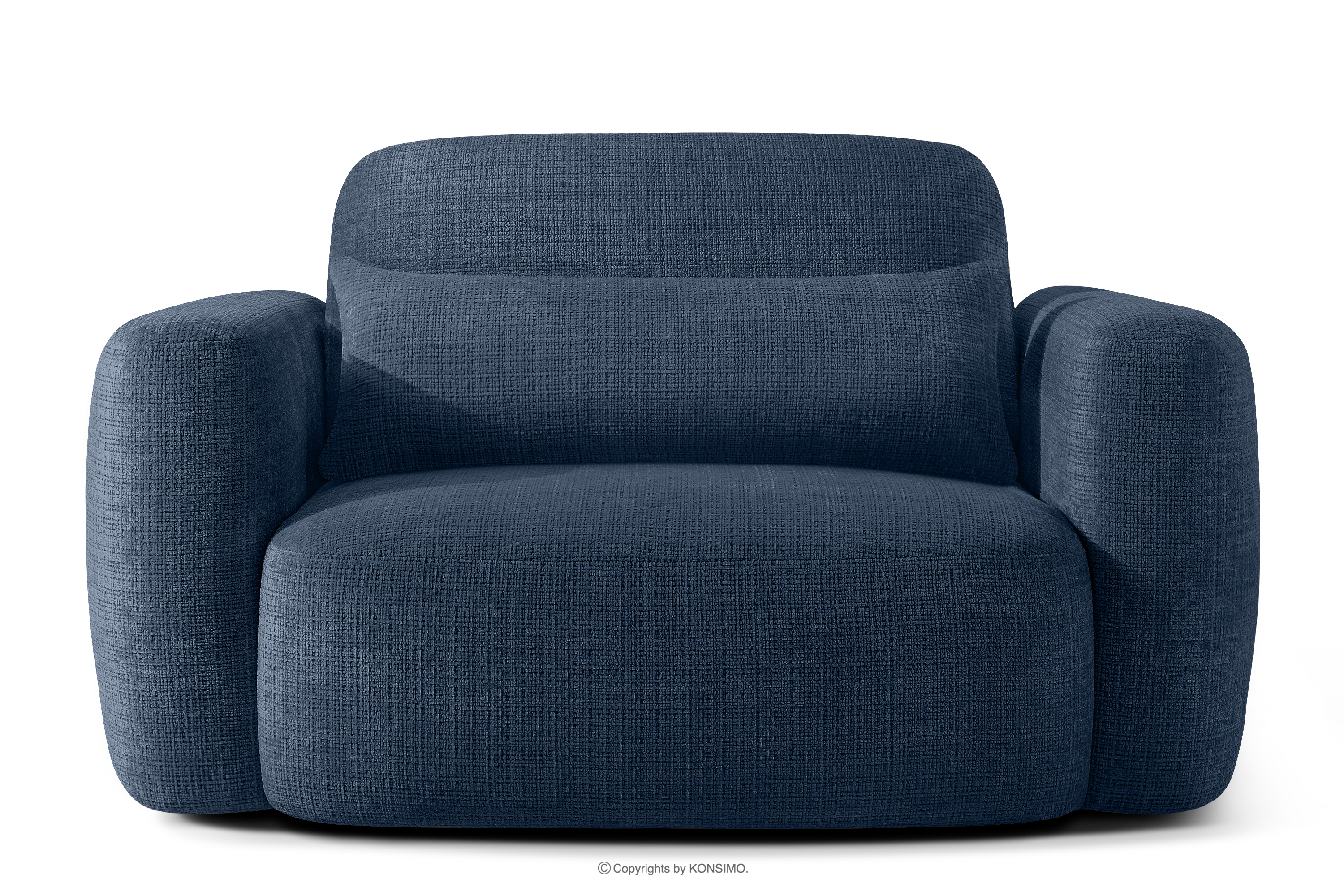 Sessel im japanischen Stil aus dunkelblauem Chenille-Stoff