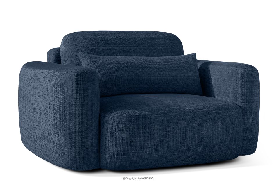 ELOSA Sessel im japanischen Stil aus dunkelblauem Chenille-Stoff marineblau - Foto 3