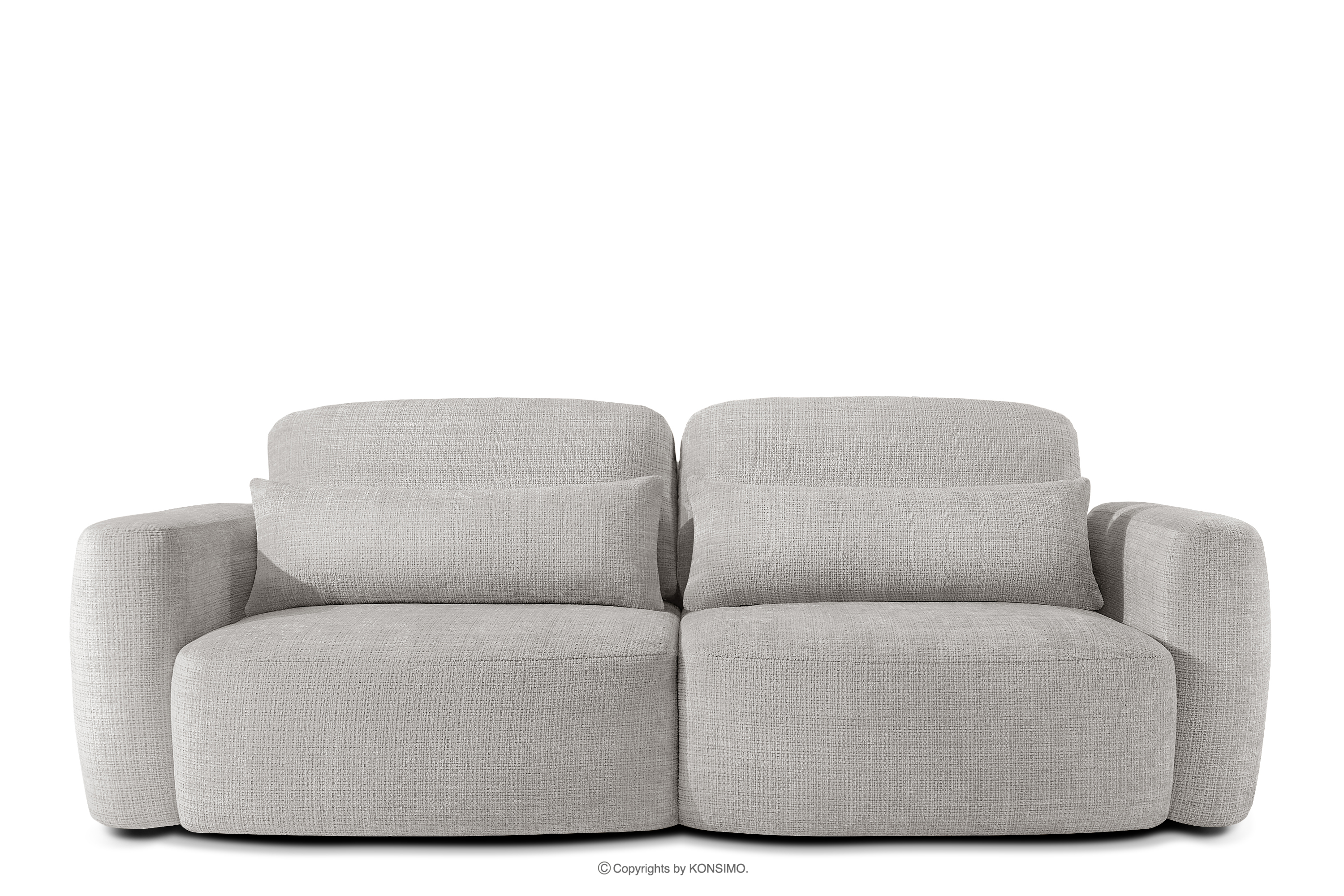 Sofa 3 Japandi aus hellgrauem Chenille-Stoff