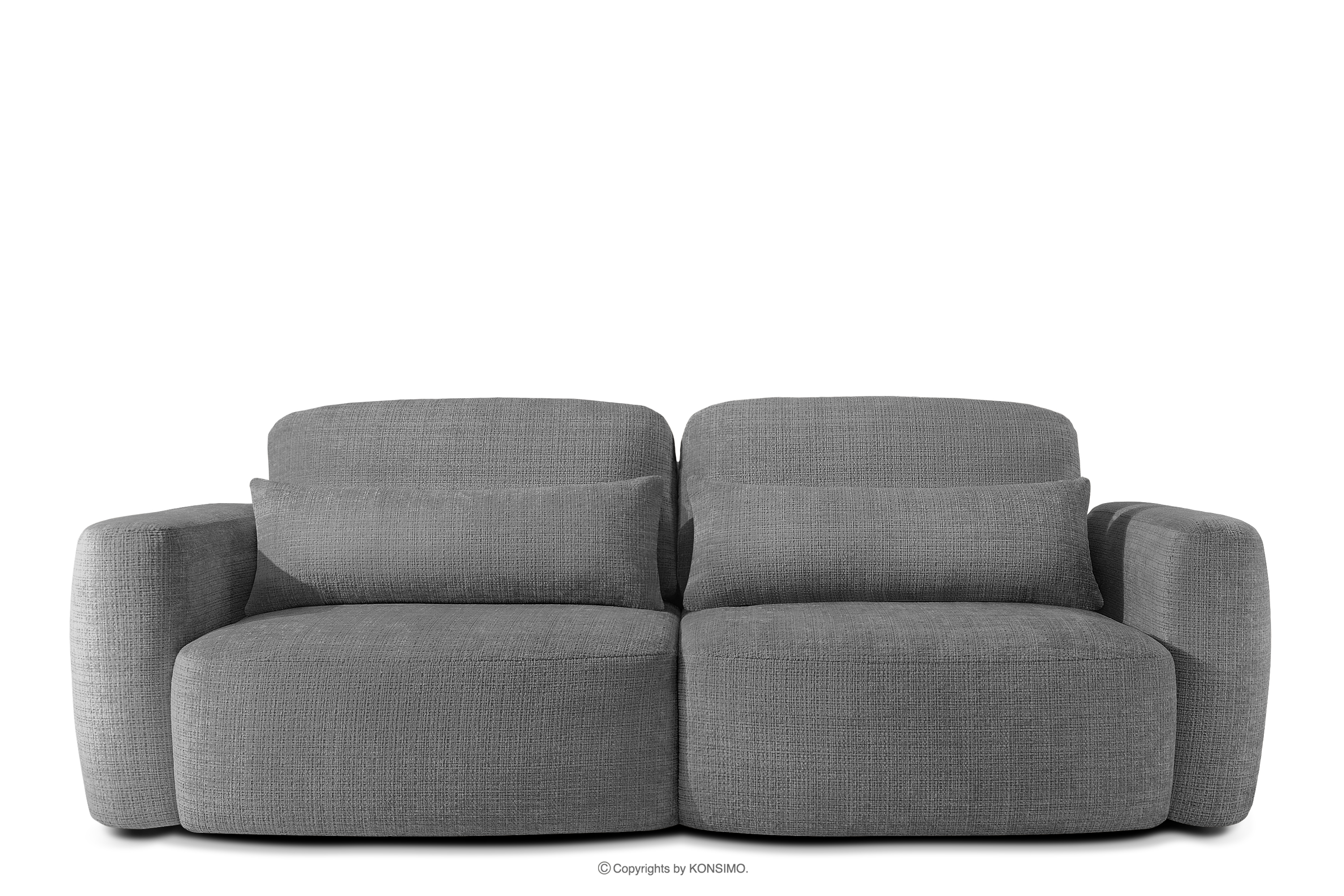 Sofa 3 Japandi aus dunkelgrauem Chenille-Stoff