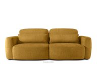 Dreisitzer-Sofa im japanischen Stil aus gelbem Chenille-Stoff