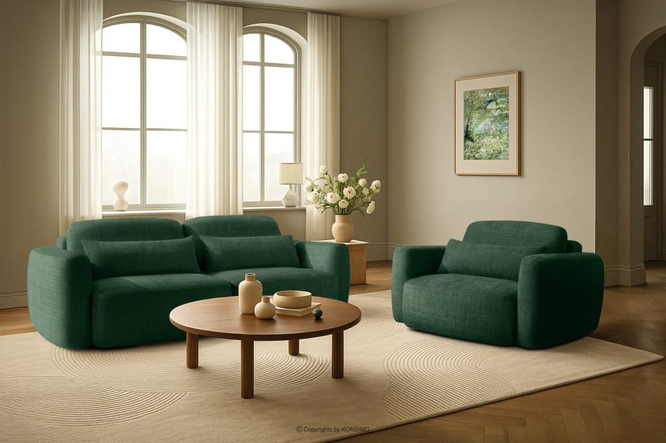 ELOSA Dreisitzer-Sofa im japanischen Stil aus grünem Chenille-Stoff grün - Foto 21