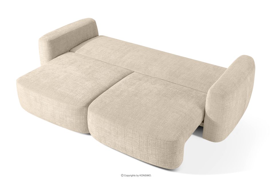 ELOSA Sofa 3 Japandi aus cremefarbenem Chenille-Stoff cremefarben - Foto 4