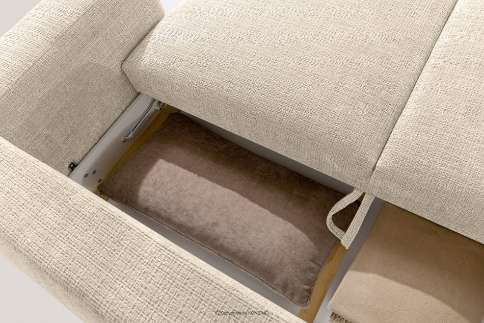 ELOSA Sofa 3 Japandi aus cremefarbenem Chenille-Stoff cremefarben - Foto 14