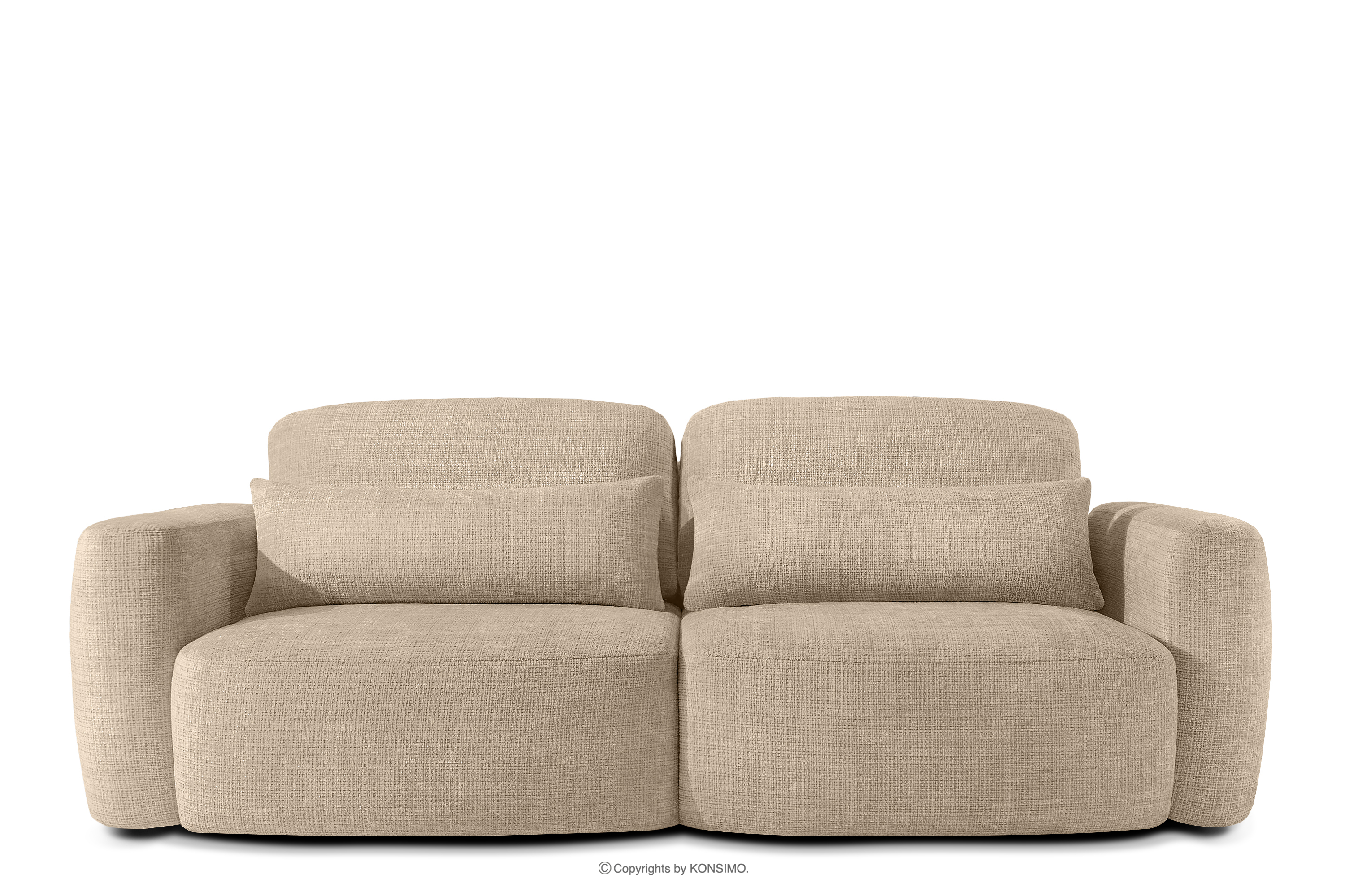 Sofa 3 Japandi aus beigem Chenille-Stoff