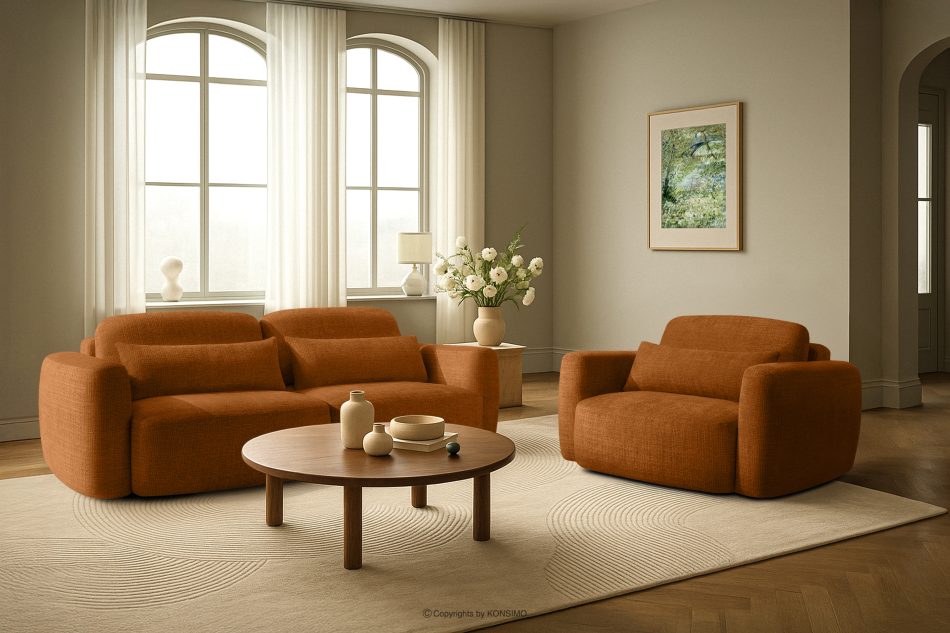 ELOSA Dreisitzer-Sofa im japanischen Stil aus rotem Chenille-Stoff rot - Foto 21