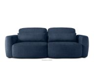 Dreisitzer-Sofa im japanischen Stil aus dunkelblauem Chenille-Stoff