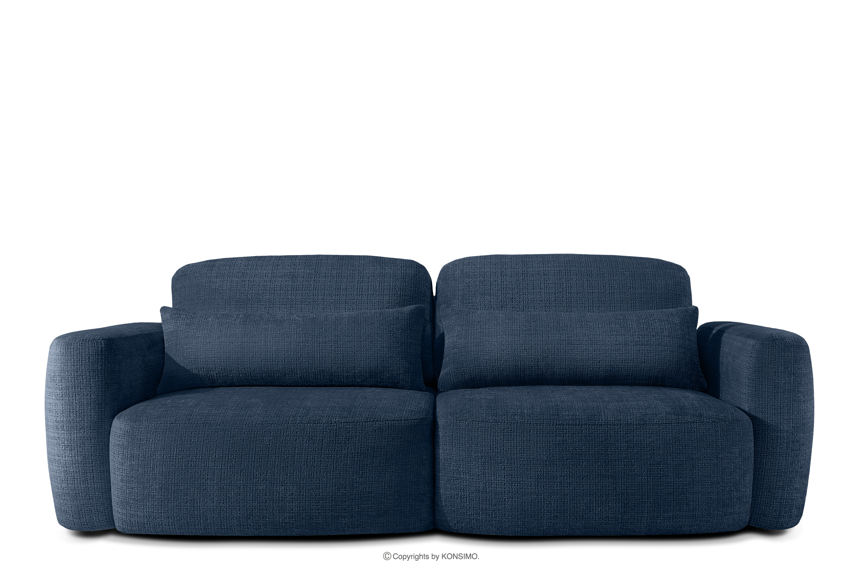 Dreisitzer-Sofa im japanischen Stil aus dunkelblauem Chenille-Stoff
