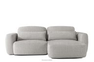 Japandi-Ecksofa aus Chenille-Stoff rechts hellgrau