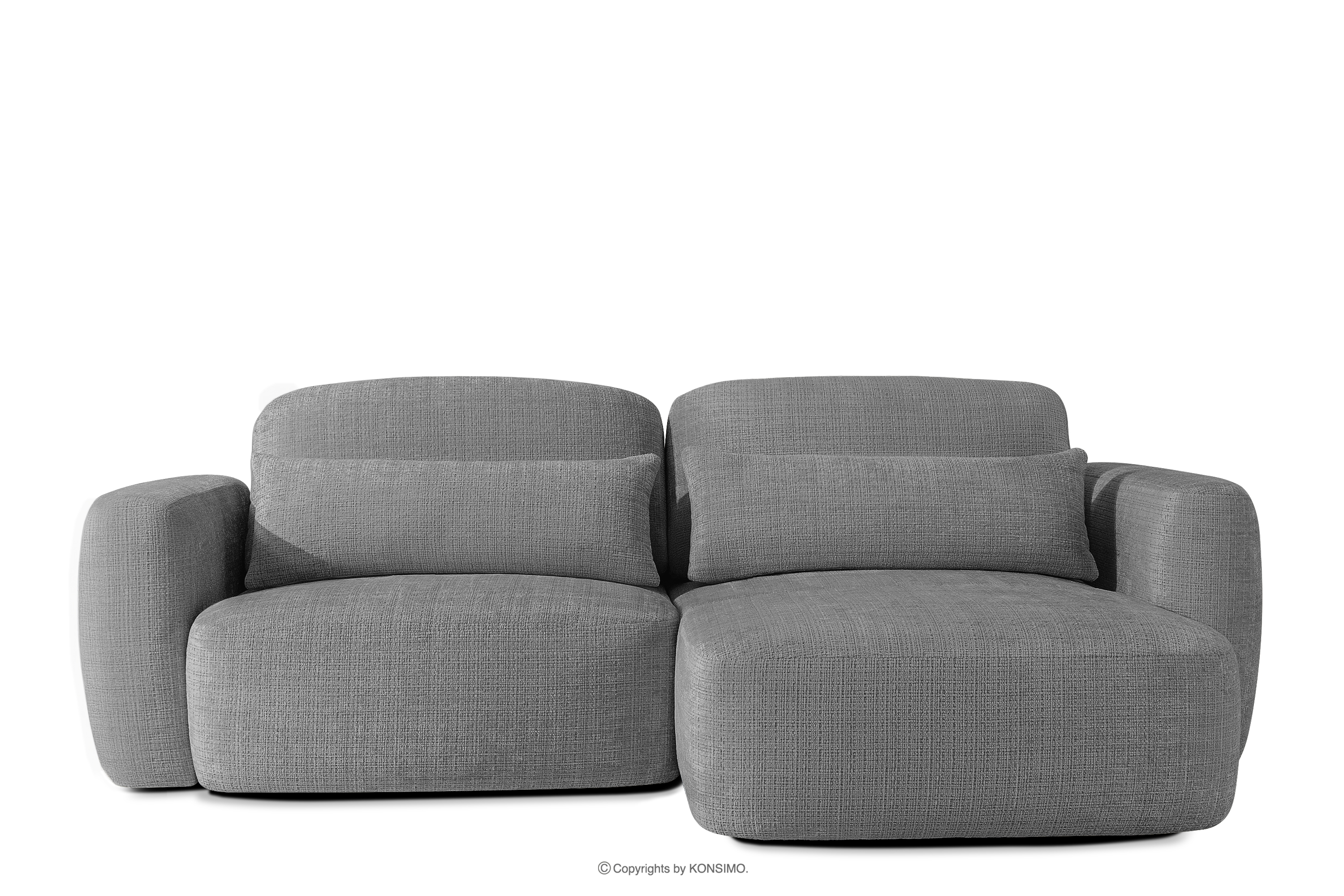 Japandi-Ecksofa aus Chenille-Stoff rechts dunkelgrau