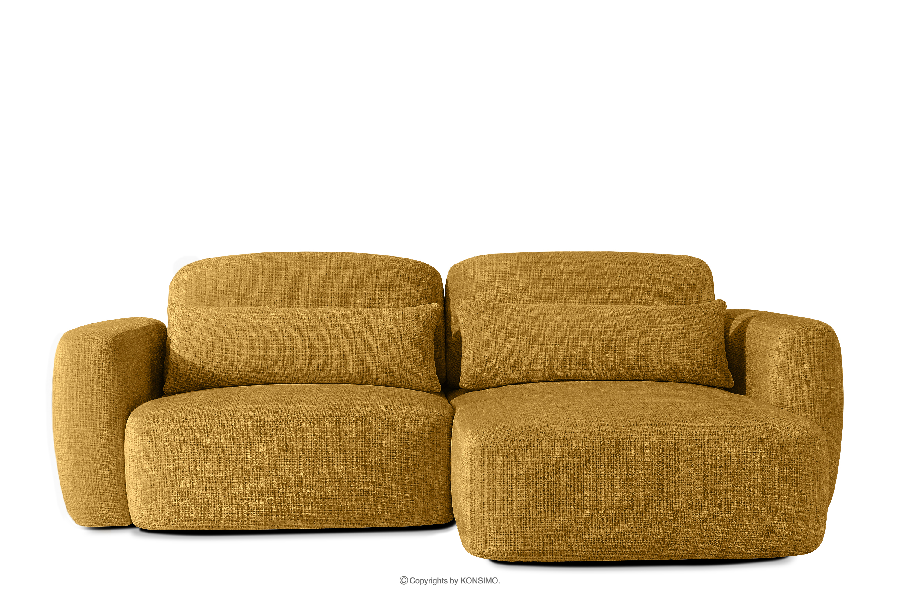 Ecksofa im japanischen Stil aus Chenille-Stoff rechts gelb