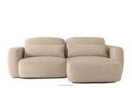 Japandi-Ecksofa aus Chenille-Stoff rechts beige