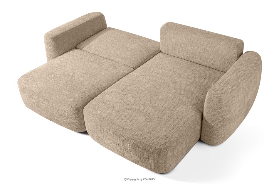 ELOSA Japandi-Ecksofa aus Chenille-Stoff rechts beige beige - Foto 4