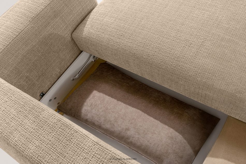 ELOSA Japandi-Ecksofa aus Chenille-Stoff rechts beige beige - Foto 14