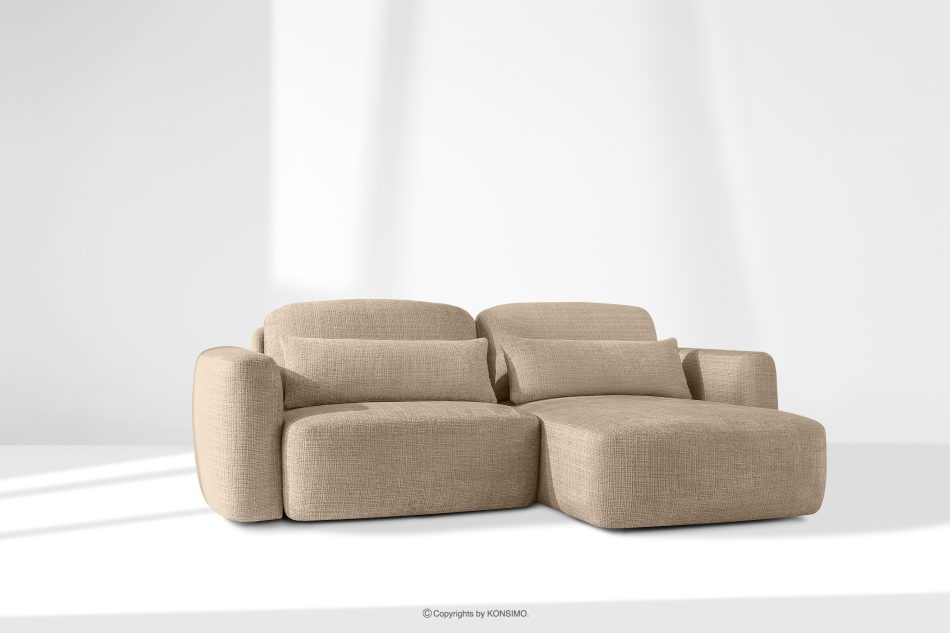 ELOSA Japandi-Ecksofa aus Chenille-Stoff rechts beige beige - Foto 20