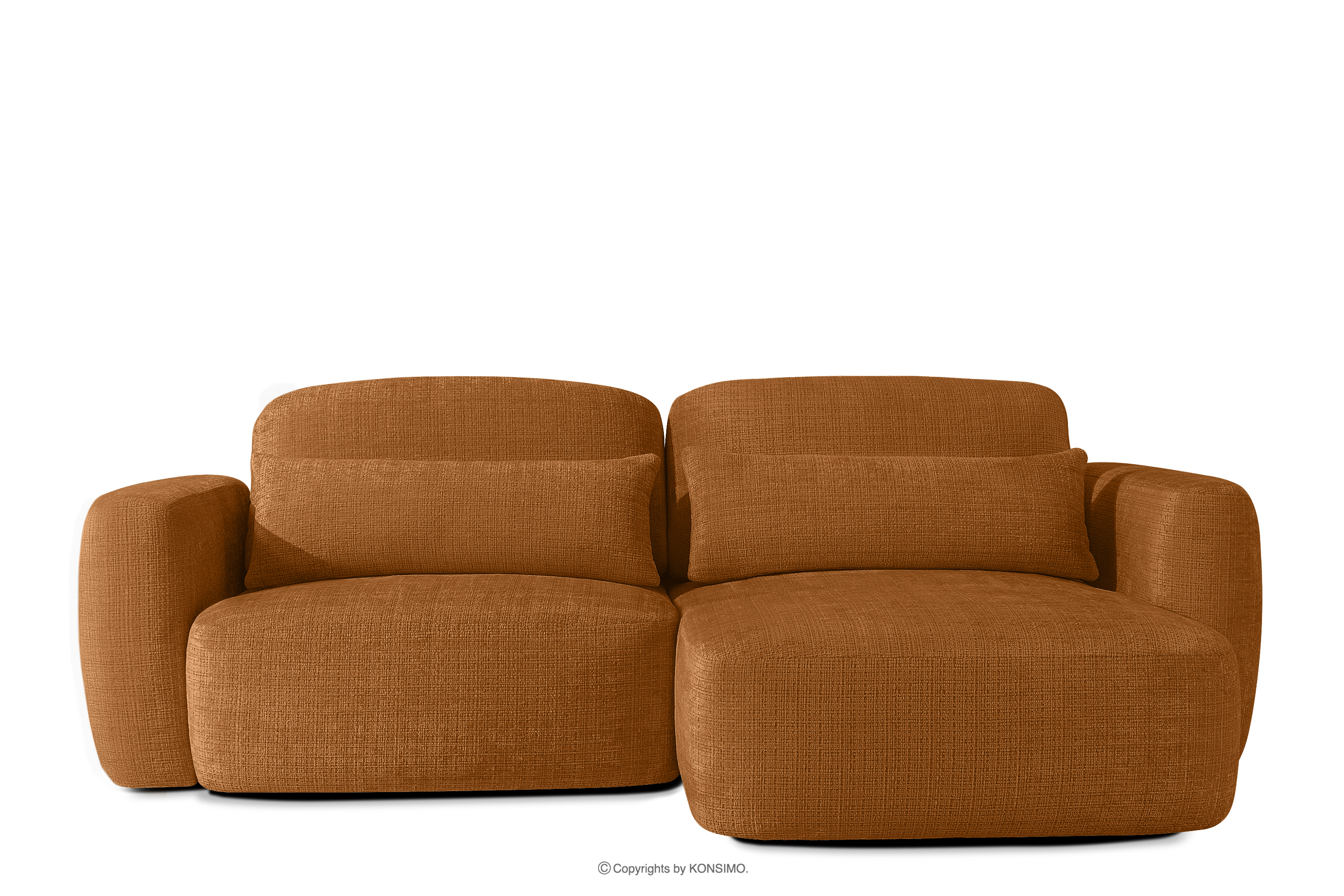 Ecksofa im japanischen Stil aus Chenille-Stoff rechts rot