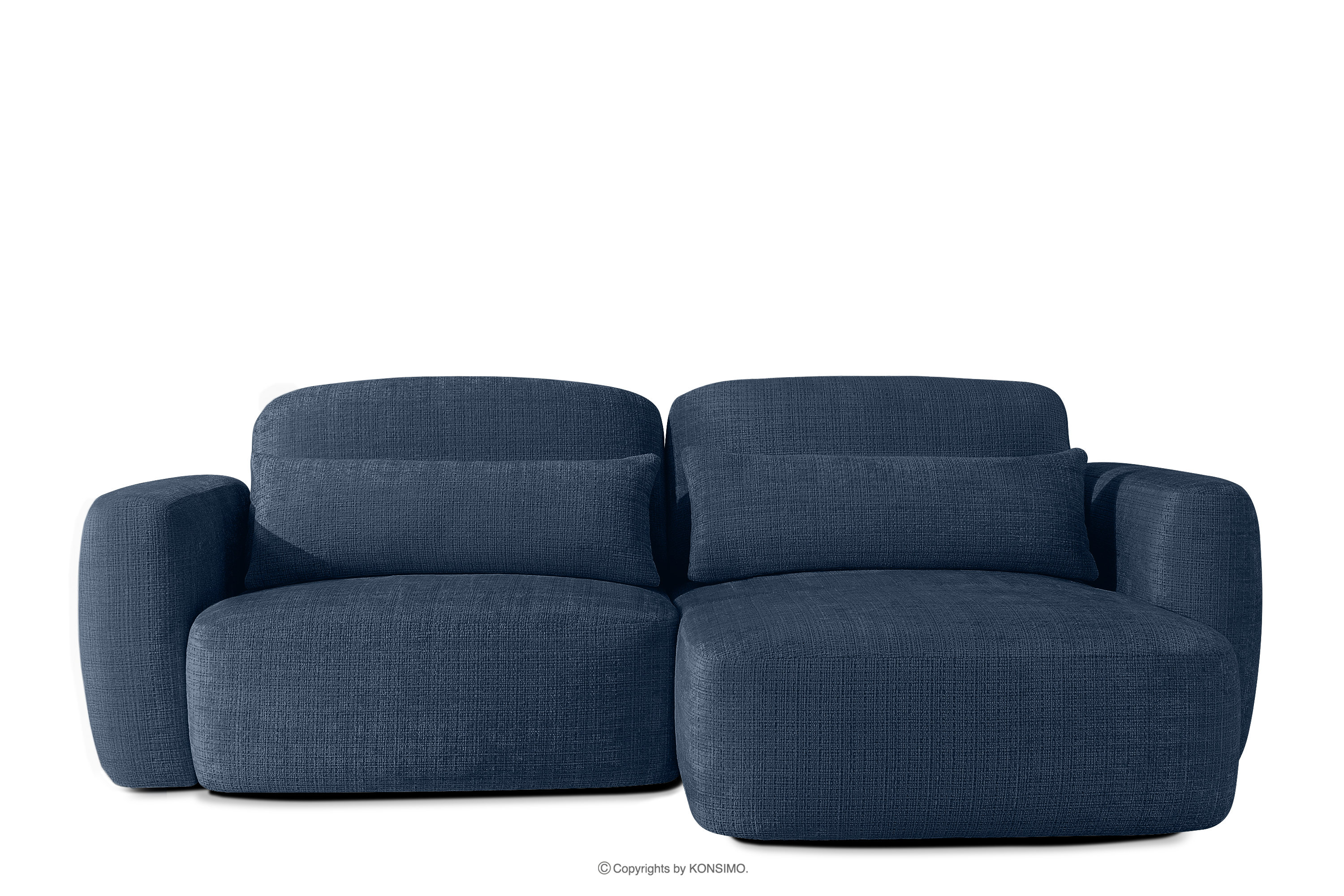 Ecksofa im japanischen Stil aus Chenille-Stoff rechts marineblau