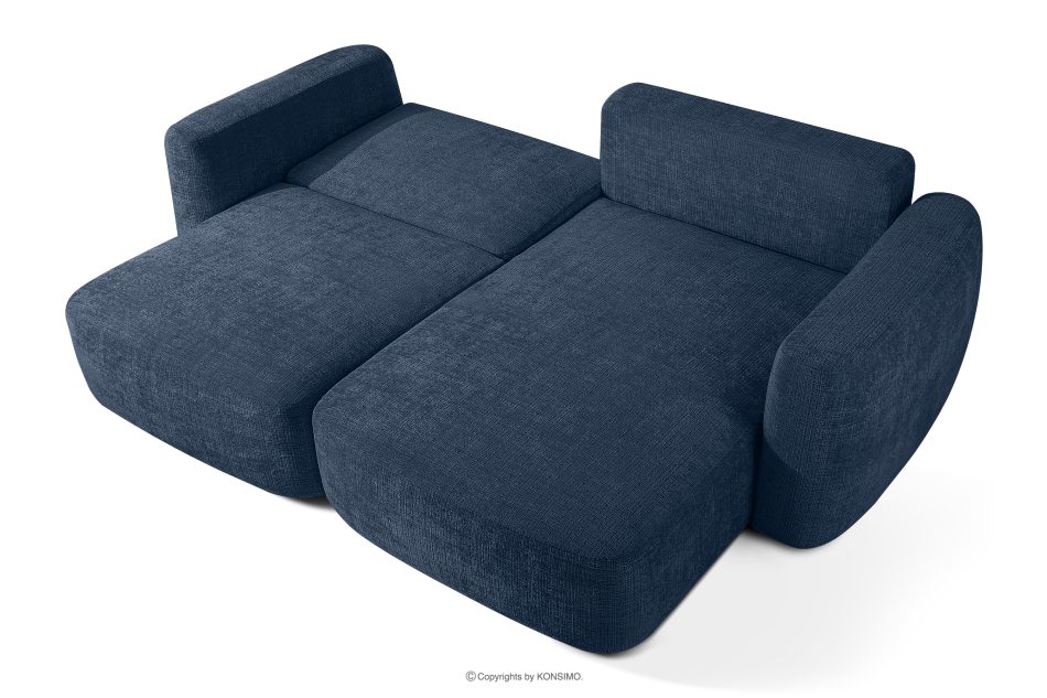 ELOSA Ecksofa im japanischen Stil aus Chenille-Stoff rechts marineblau marineblau - Foto 4
