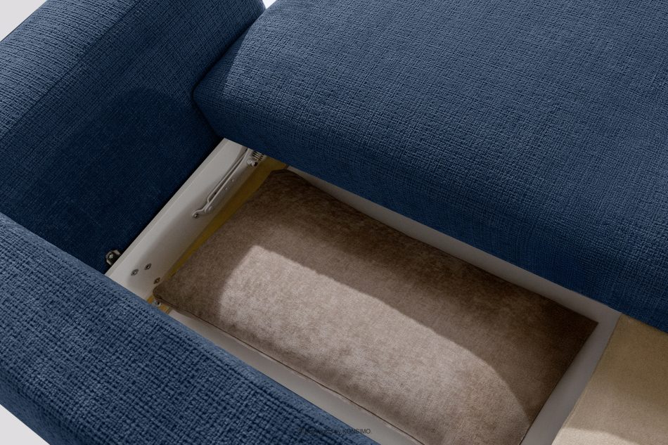 ELOSA Ecksofa im japanischen Stil aus Chenille-Stoff rechts marineblau marineblau - Foto 14