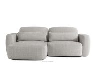 Ecksofa im Japandi-Stil aus Chenille-Stoff links hellgrau