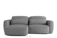 Ecksofa im Japandi-Stil aus Chenille-Stoff links dunkelgrau