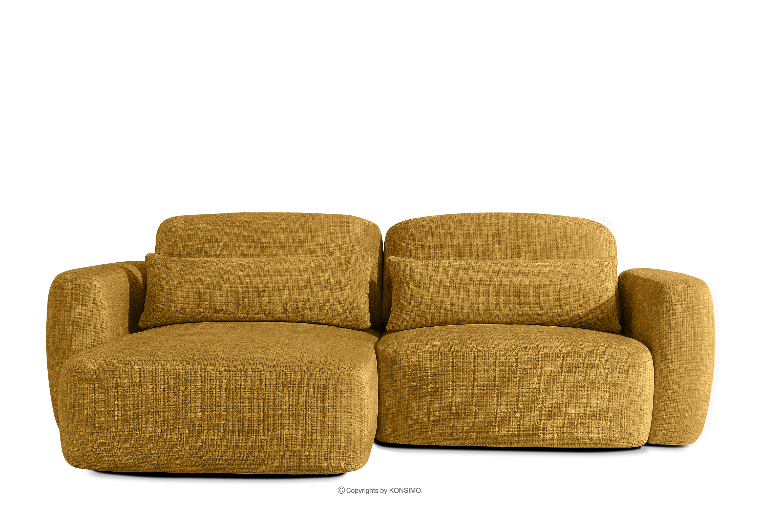 Ecksofa im japanischen Stil aus Chenille-Stoff links gelb