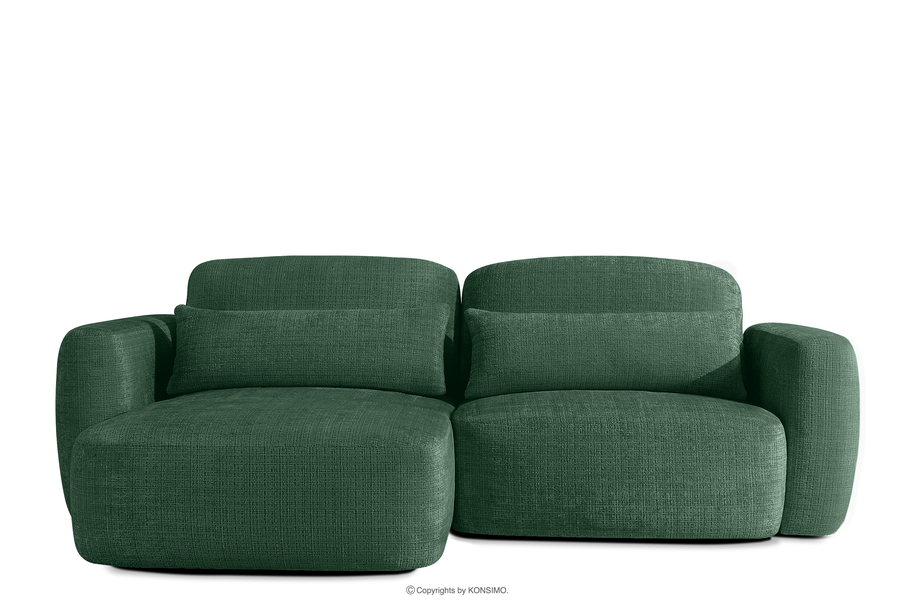 Ecksofa im japanischen Stil aus Chenille-Stoff links grün
