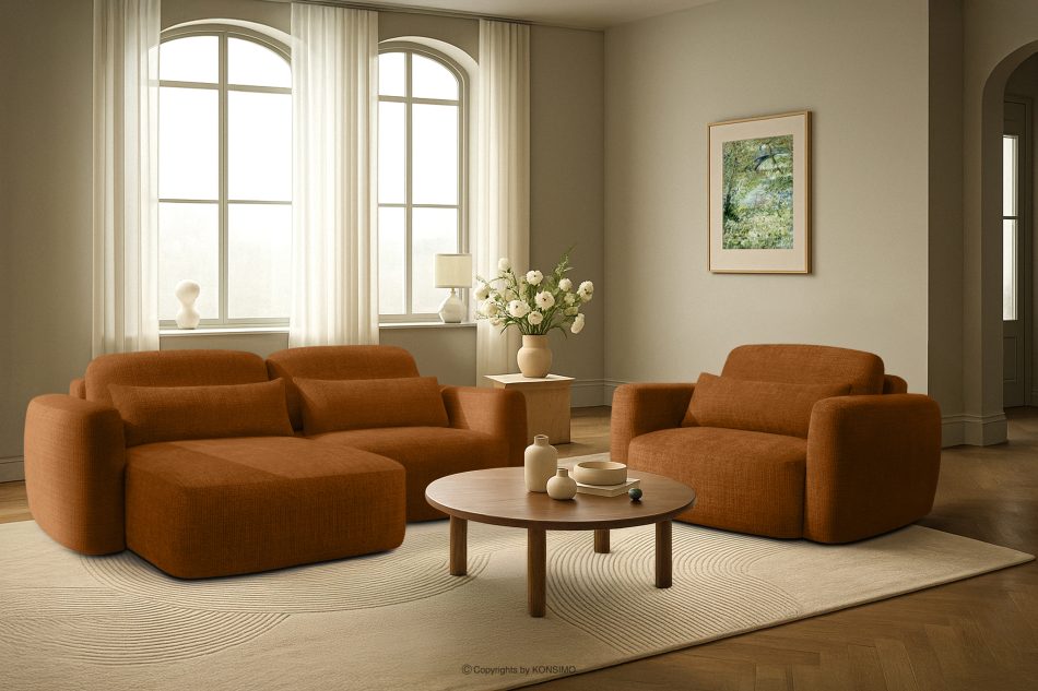ELOSA Ecksofa im japanischen Stil aus Chenille-Stoff links rot rot - Foto 21