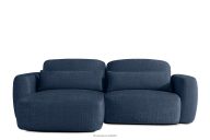 Ecksofa im japanischen Stil aus Chenille-Stoff links marineblau