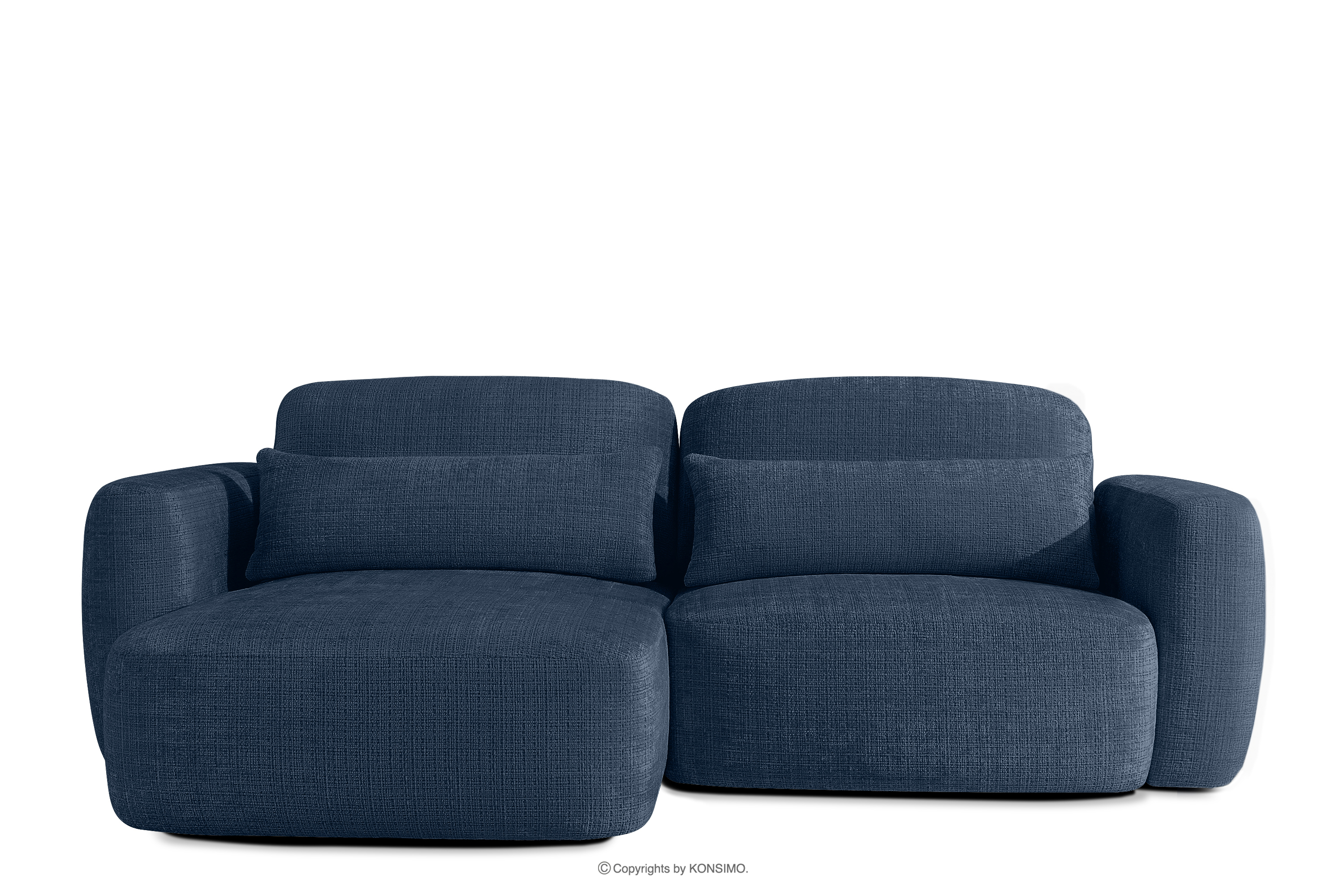 Ecksofa im japanischen Stil aus Chenille-Stoff links marineblau