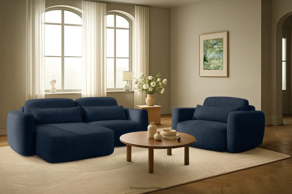 ELOSA Ecksofa im japanischen Stil aus Chenille-Stoff links marineblau marineblau - Foto 21