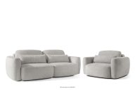 Sofa und Sessel im Japandi-Stil aus hellgrauem Chenille-Stoff