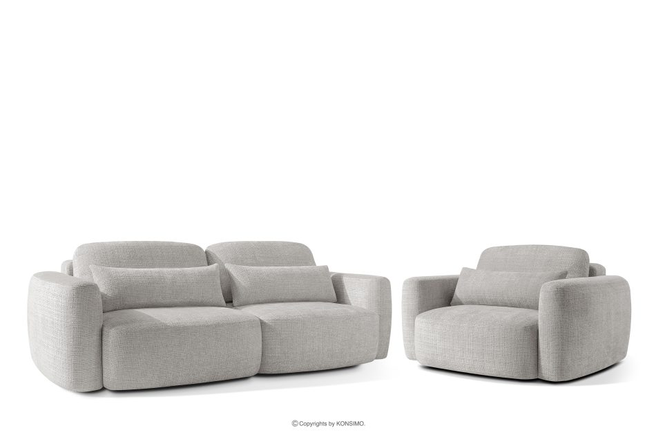 ELOSA Sofa und Sessel im Japandi-Stil aus hellgrauem Chenille-Stoff hellgrau - Foto 0