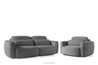 Sofa und Sessel im Japandi-Stil aus dunkelgrauem Chenille-Stoff