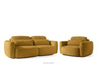 Sofa und Sessel im japanischen Stil aus gelbem Chenille-Stoff