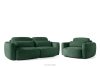 Sofa und Sessel im japanischen Stil aus grünem Chenille-Stoff