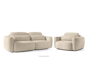 ELOSA, https://konsimo.de/kollektion/elosa/ Sofa und Sessel im Japandi-Stil aus cremefarbenem Chenille-Stoff cremefarben - Foto