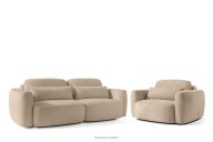 Sofa und Sessel im Japandi-Stil aus beigem Chenille-Stoff