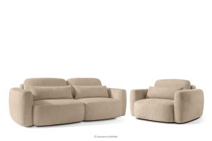 ELOSA, https://konsimo.de/kollektion/elosa/ Sofa und Sessel im Japandi-Stil aus beigem Chenille-Stoff beige - Foto