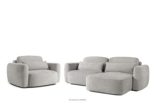 ELOSA, https://konsimo.de/kollektion/elosa/ Rechte Ecksofa und Sessel im Japandi-Stil hellgrau Chenille hellgrau - Foto