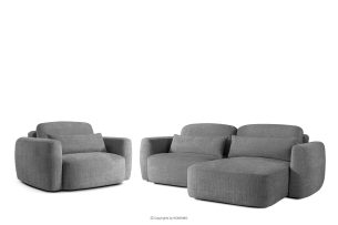 ELOSA, https://konsimo.de/kollektion/elosa/ Rechte Ecksofa und Sessel im Japandi-Stil dunkelgrau Chenille dunkelgrau - Foto