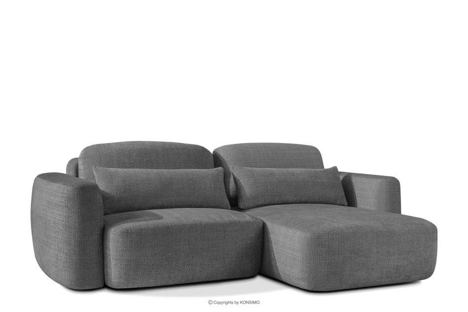 ELOSA Rechte Ecksofa und Sessel im Japandi-Stil dunkelgrau Chenille dunkelgrau - Foto 4