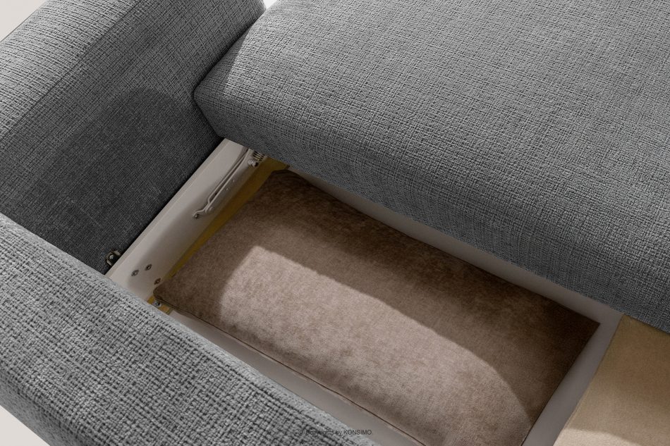 ELOSA Rechte Ecksofa und Sessel im Japandi-Stil dunkelgrau Chenille dunkelgrau - Foto 14