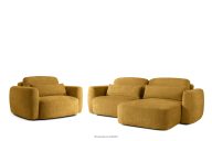 Rechte Ecksofa und Sessel im japanischen Stil gelb