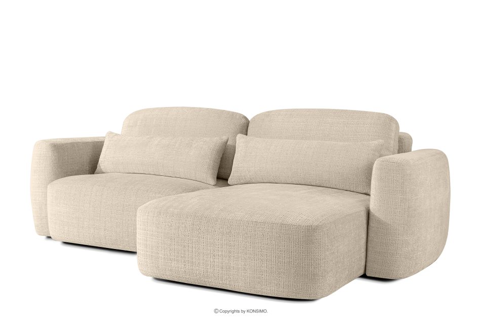 ELOSA Rechte Ecksofa und Sessel im Japandi-Stil cremefarben Chenille cremefarben - Foto 3