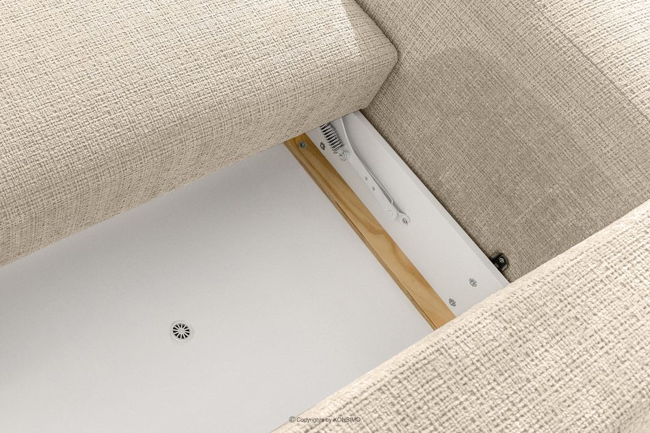 ELOSA Rechte Ecksofa und Sessel im Japandi-Stil cremefarben Chenille cremefarben - Foto 13